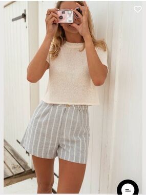 Women's Cream Short-Sleeve Knit Top - Ecru Crop BNWT